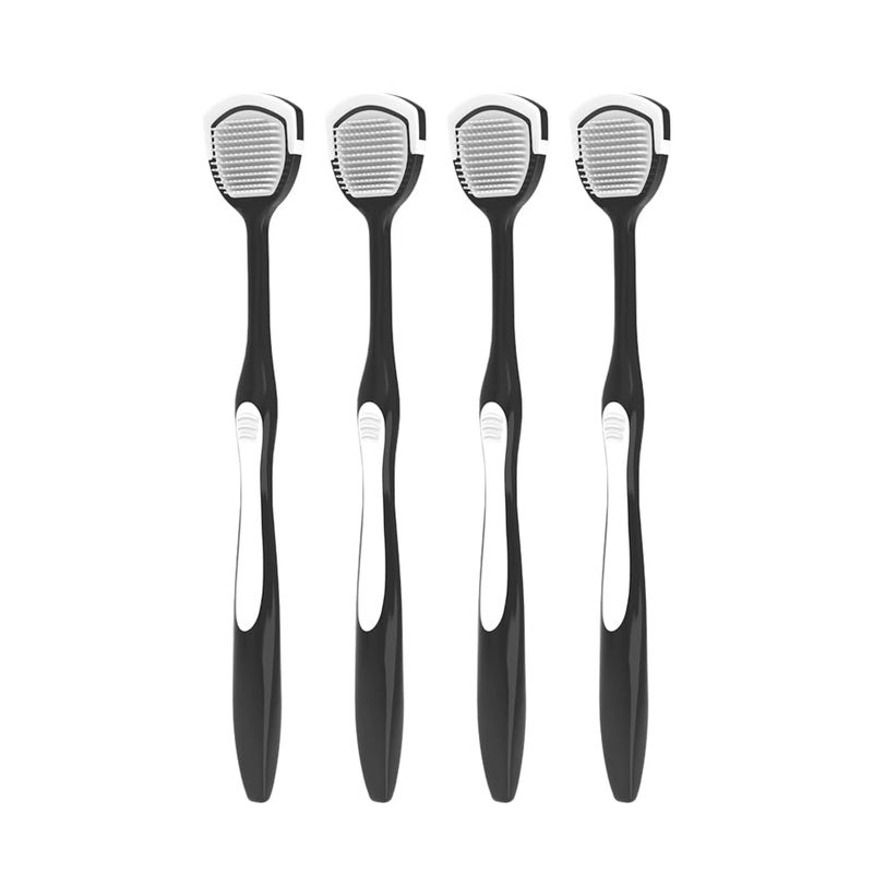 Drperfect Soft Tongue Brush Scraper Cleaner Helps Fight Bad Breath Clean Your Tongue Without Hurt Pack Of 4 (Black) - Image 3